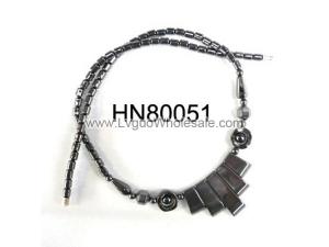 Hematite Teeths Pendants Beads Stone Chain Statement Bib Choker Fashion Necklace